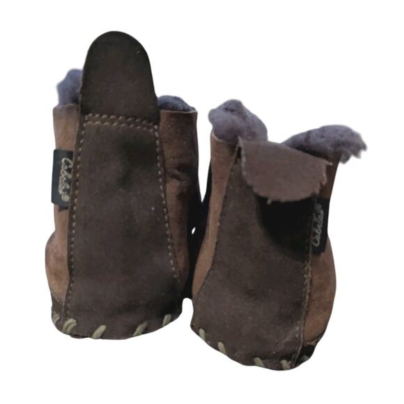 Cabelas Suede Shearling Fur Slippers Mens 10 Chocolate Brown Moccasin Boots main image 11
